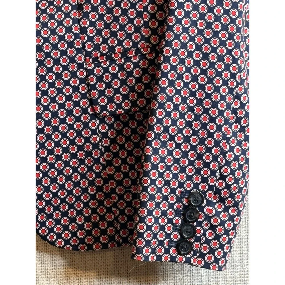 Michael Kors Womens Blazer Jacket Coat Circle Print In Navy/Red/White Size 6 EUC